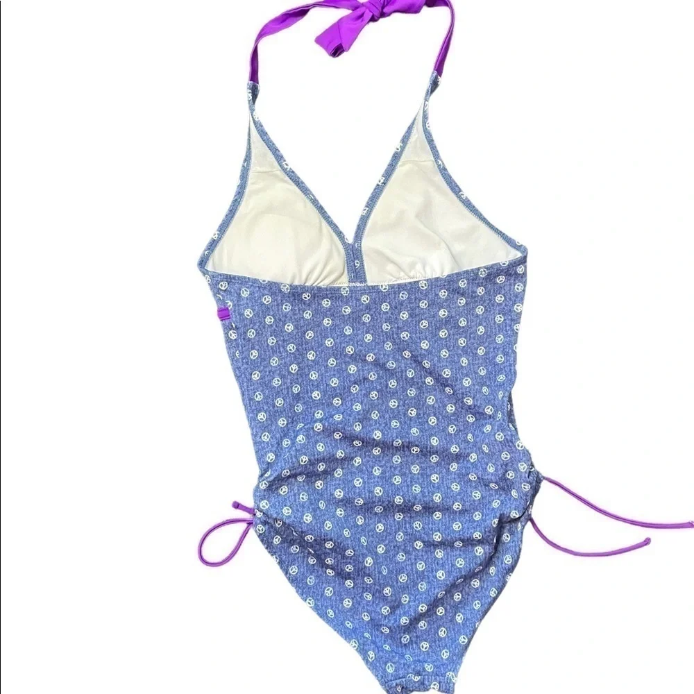 Justice girls peace sign halter one piece swimsuit swimwear